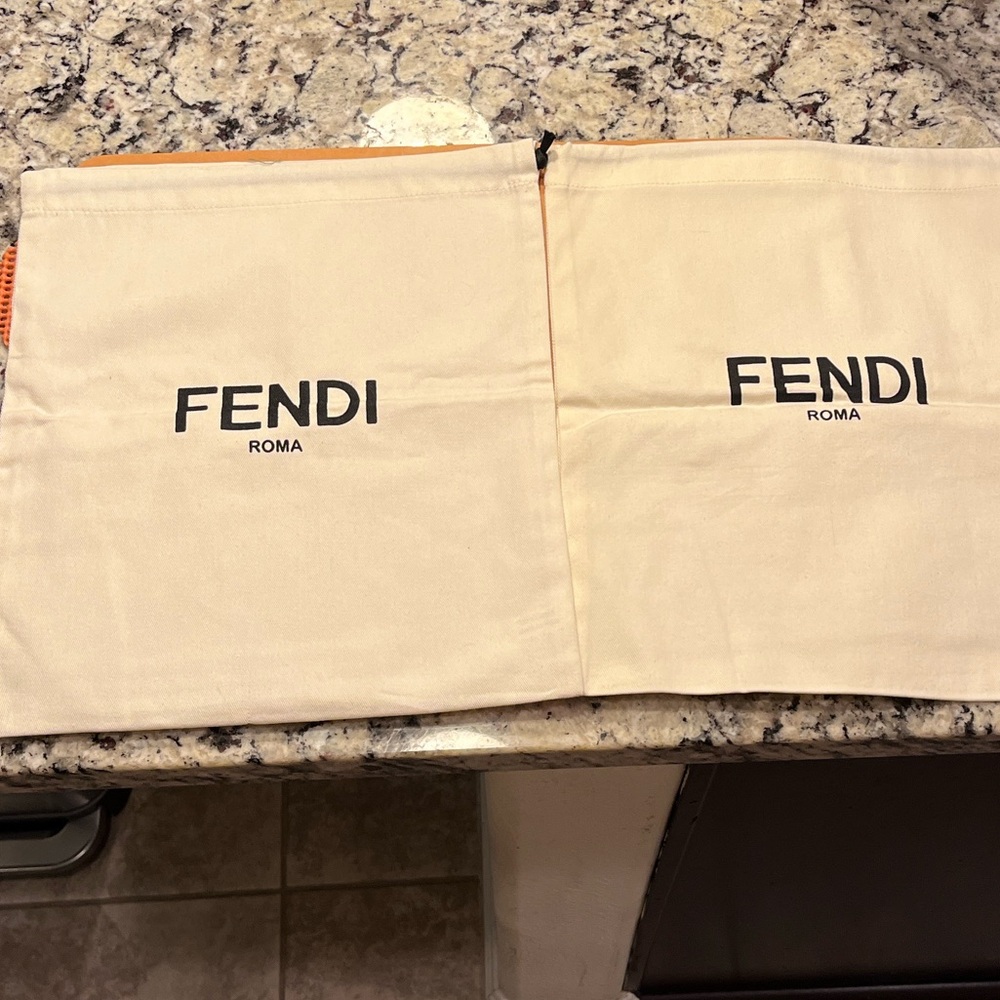 Fendi Cream Canvas Dust Bag with Black Logo
